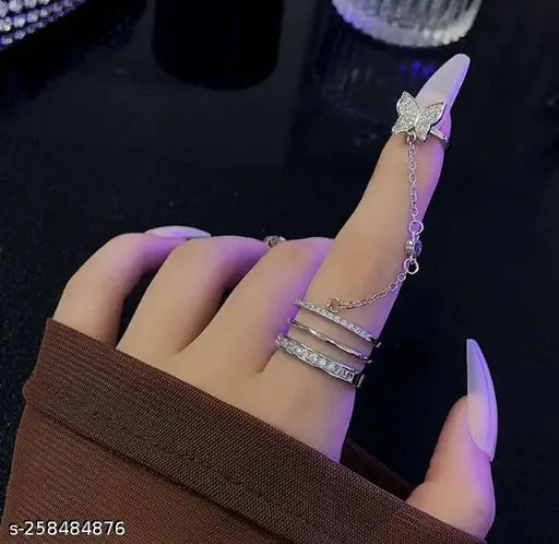 Butterfly Ring Chain Ring for Girls For Women Korean Western fashion stylish