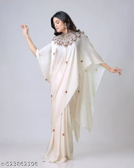 New satin silk Digital print Free hand saree