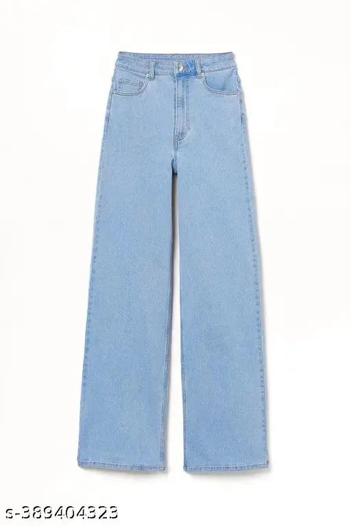 ICE BLUE DENIM WIDE LEG DENIM JEANS