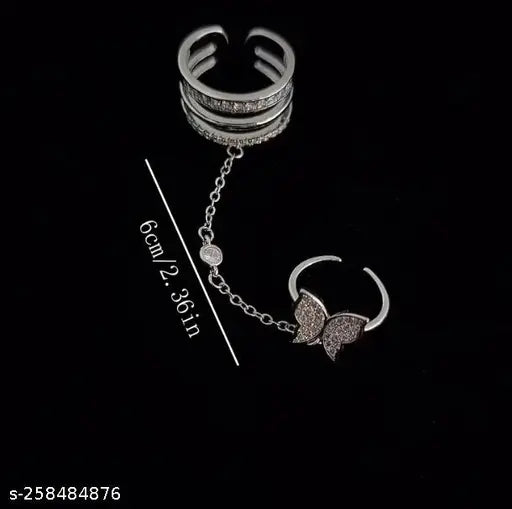 Butterfly Ring Chain Ring for Girls For Women Korean Western fashion stylish
