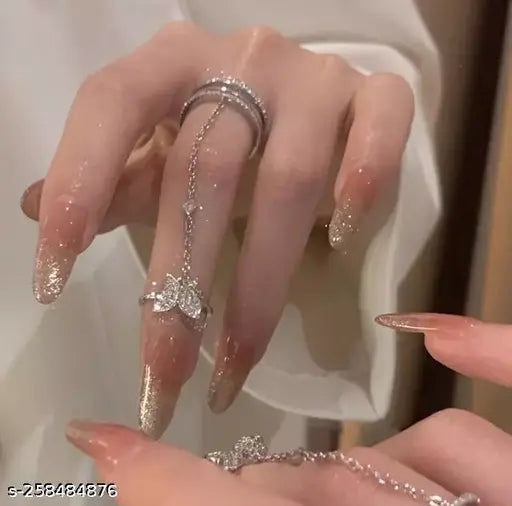 Butterfly Ring Chain Ring for Girls For Women Korean Western fashion stylish